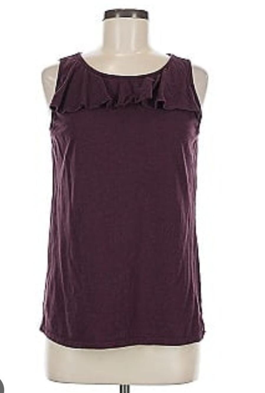 LOFT Burgundy Ruffle Front Sleeveless Blouse Size XL